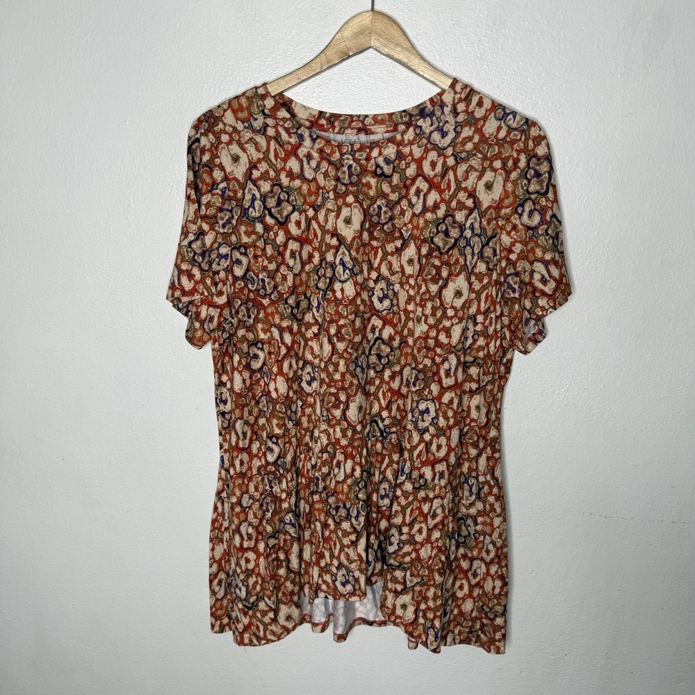 LOGO Lori‎ Goldstein Larkyn Abstract Print Tiered Tunic Top Women's Large